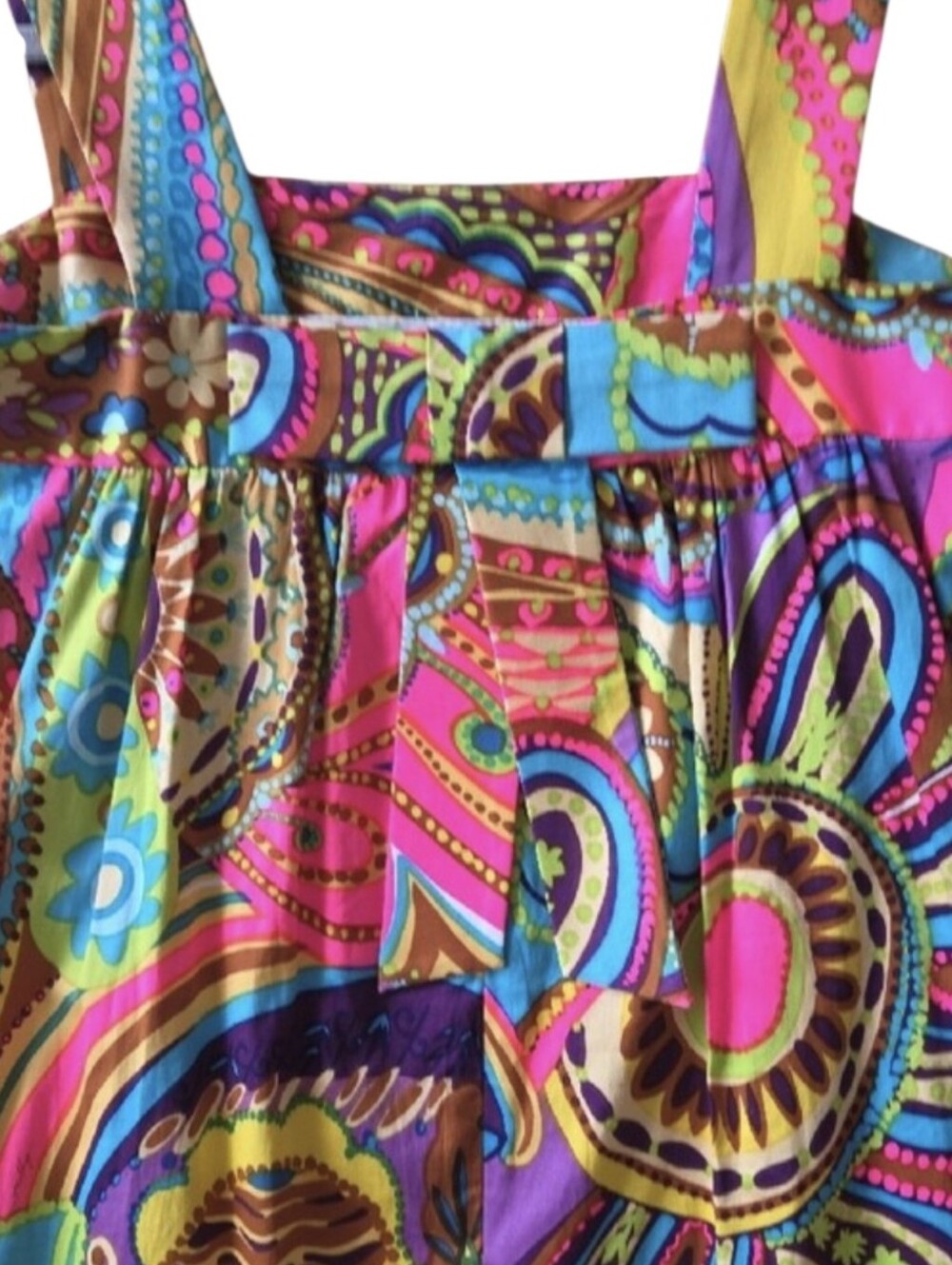 Milly Multicolor Paisley Tank Sundress — Pink Turquoise Yellow Brown - Picture 4 of 5